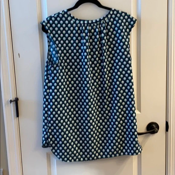 Green, Navy and White Tie Dressy Top SzL - Picture 6 of 7